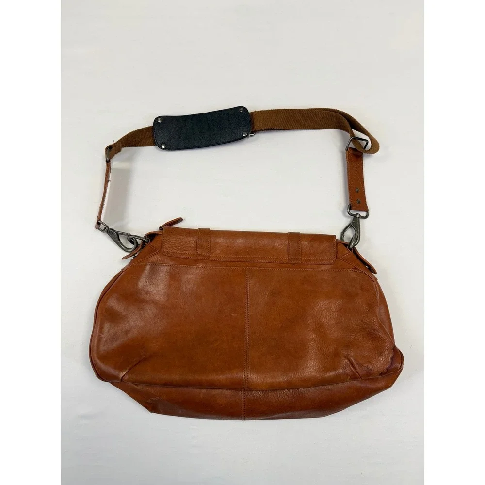 Vintage Will Leather Goods Think Leather Messenger Bag Brown Soft Flannel‎ Lined
